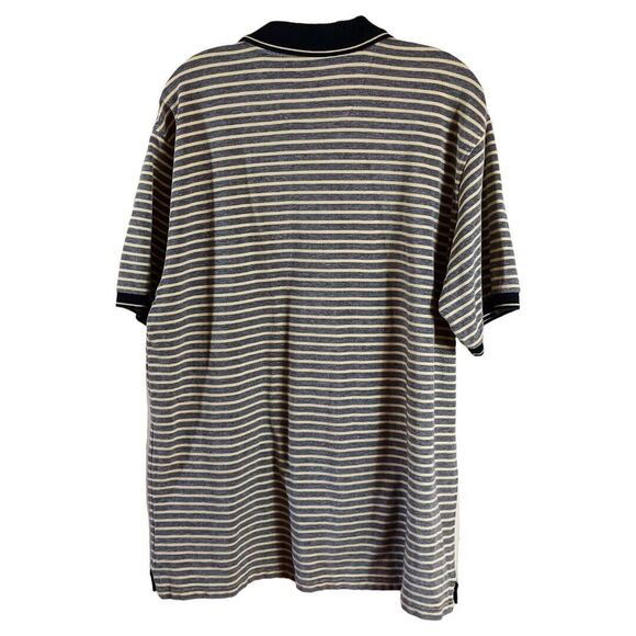 Vintage Trader Bay Shirt Men's Size L Yellow Grey Striped Polo Short Sleeve Top - Picture 6 of 7